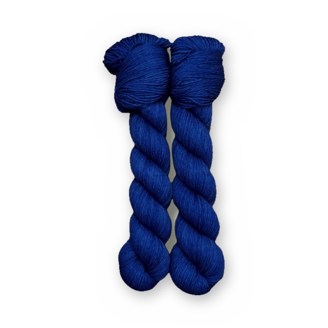 Huckleberry Color Bar Plush Sock fingering weight yarn, 50g skein shown for color