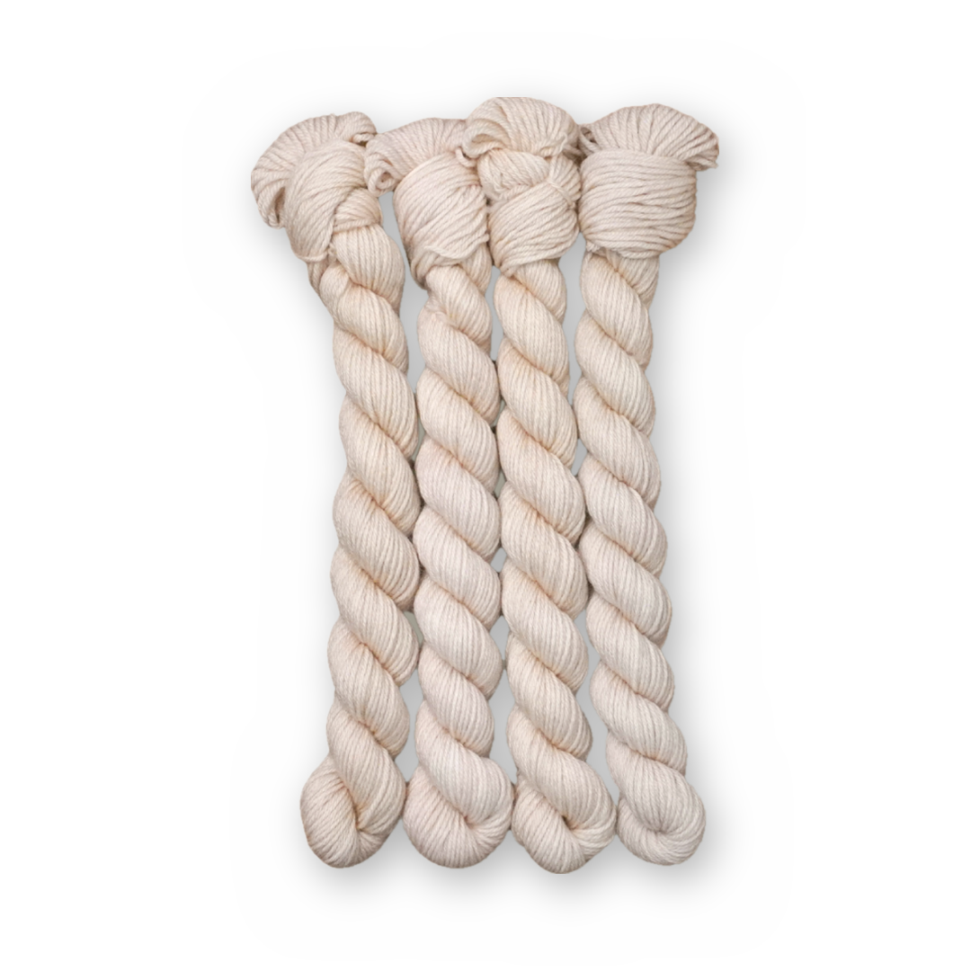 Porcelain Color Bar Plush Sock fingering weight yarn, 20g mini skein shown for color