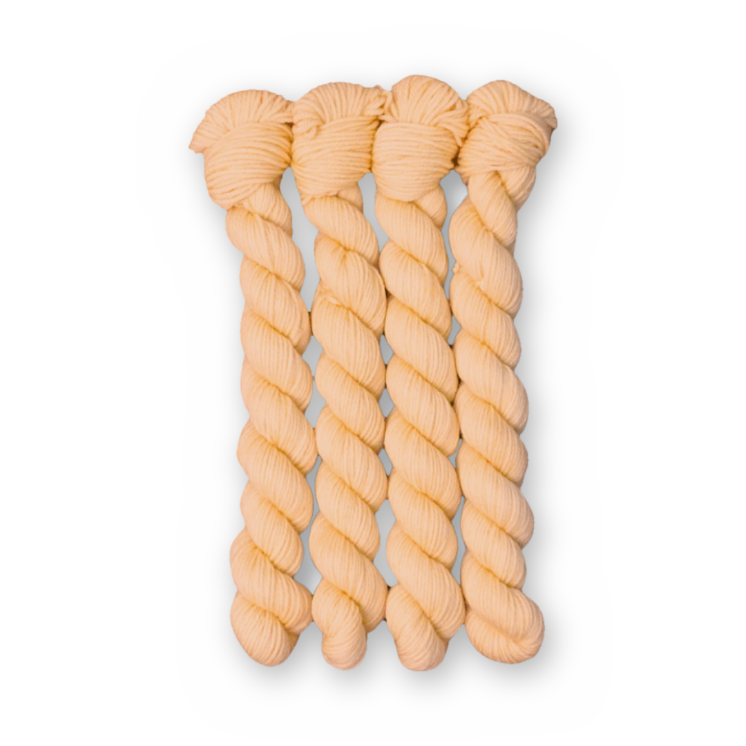 Soft Spoken Color Bar Plush Sock fingering weight yarn, 20g mini skein shown for color