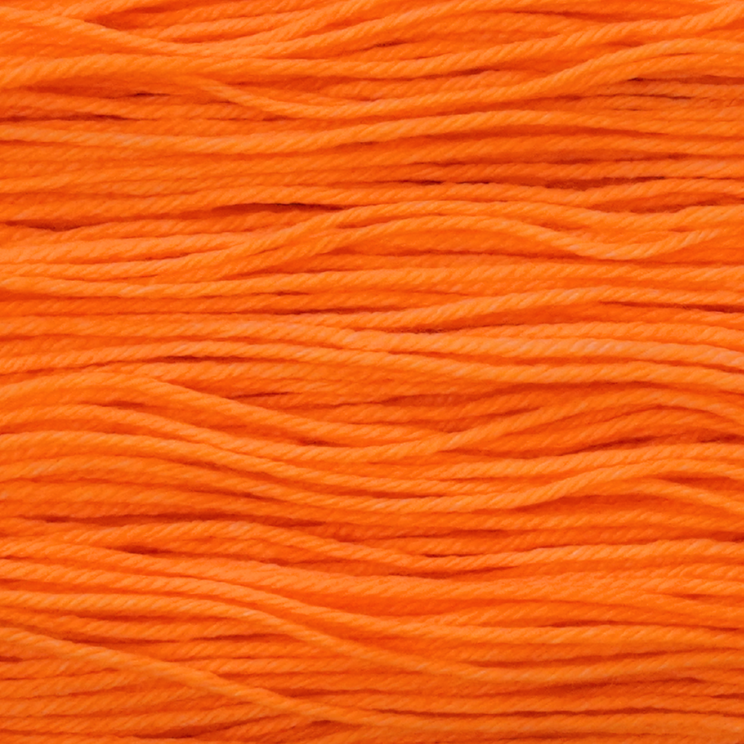Tangerine Color Bar Plush DK weight yarn, close-up of the color
