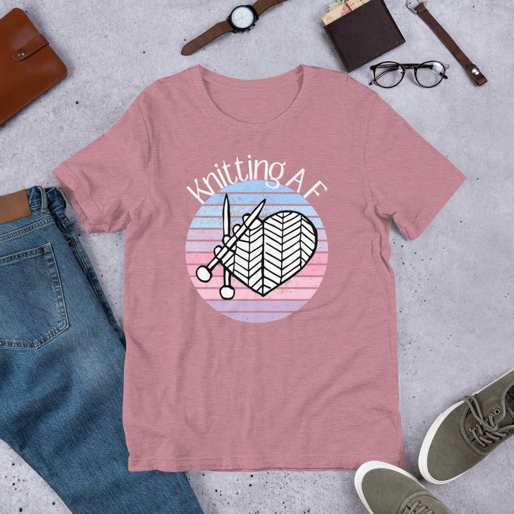 Pastel on Dark Fabric Knitting AF Unisex Scoop Neck T-Shirt