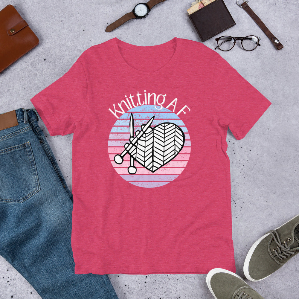 Pastel on Dark Fabric Knitting AF Unisex Scoop Neck T-Shirt