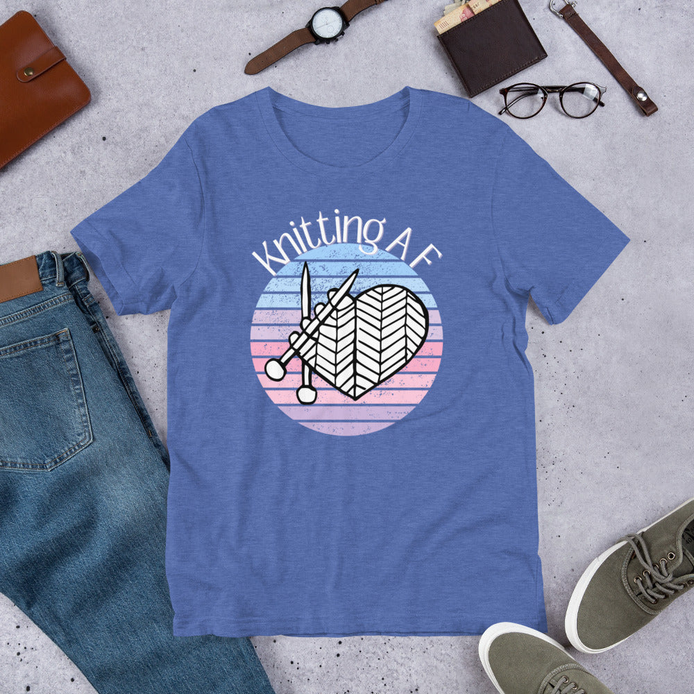 Pastel on Dark Fabric Knitting AF Unisex Scoop Neck T-Shirt