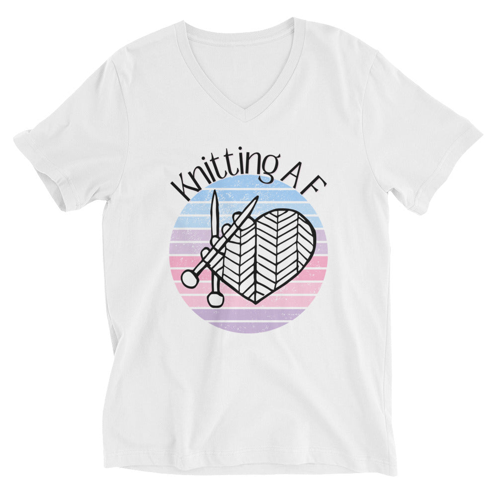 Pastel on Light Fabric / Knitting AF Unisex V-Neck T-Shirt