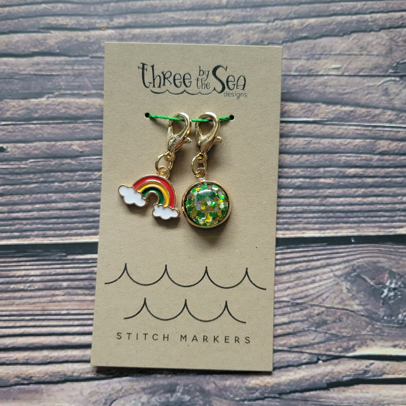 Rainbow and Pot of Gold Stitch Marker Set