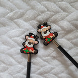 Winky Reindeer Tip Topper Set for Knitting Needles