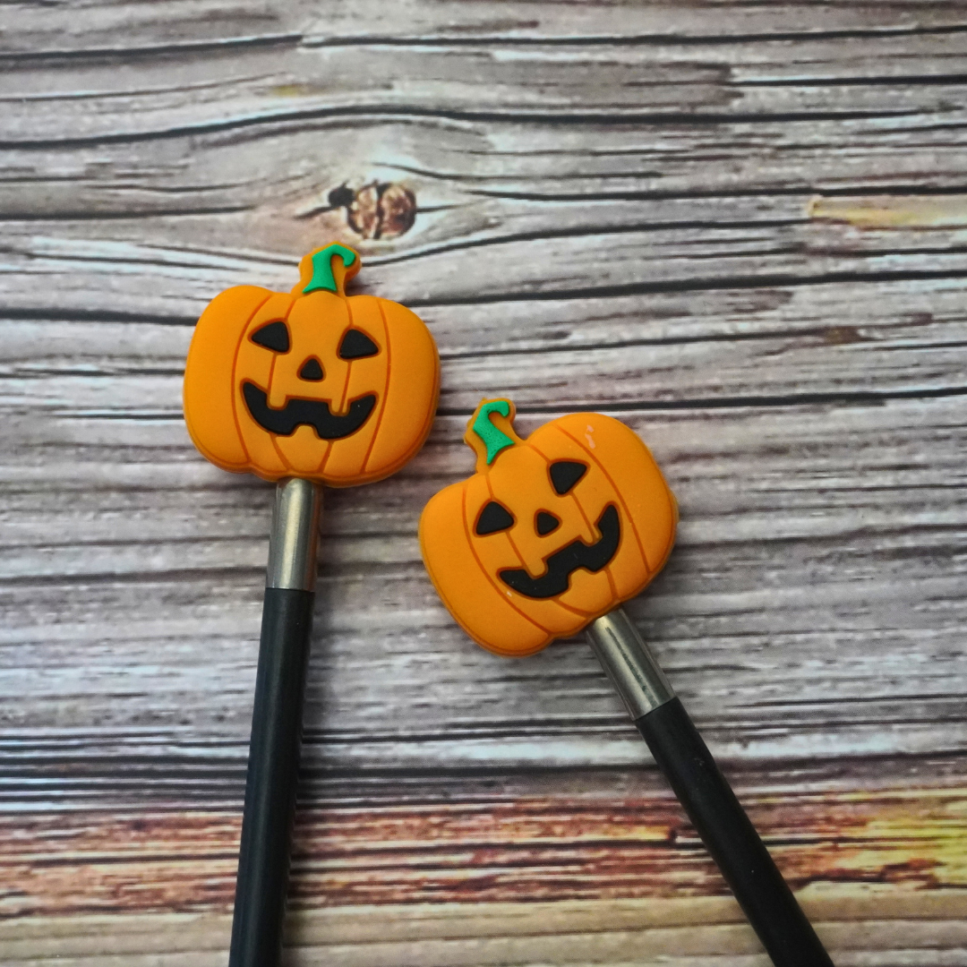 Halloween Jack-O-Lantern Tip Topper Set for Knitting Needles