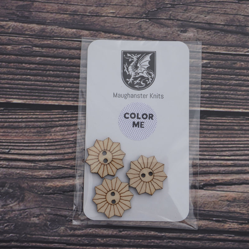 Sunflower Wooden Button Trio