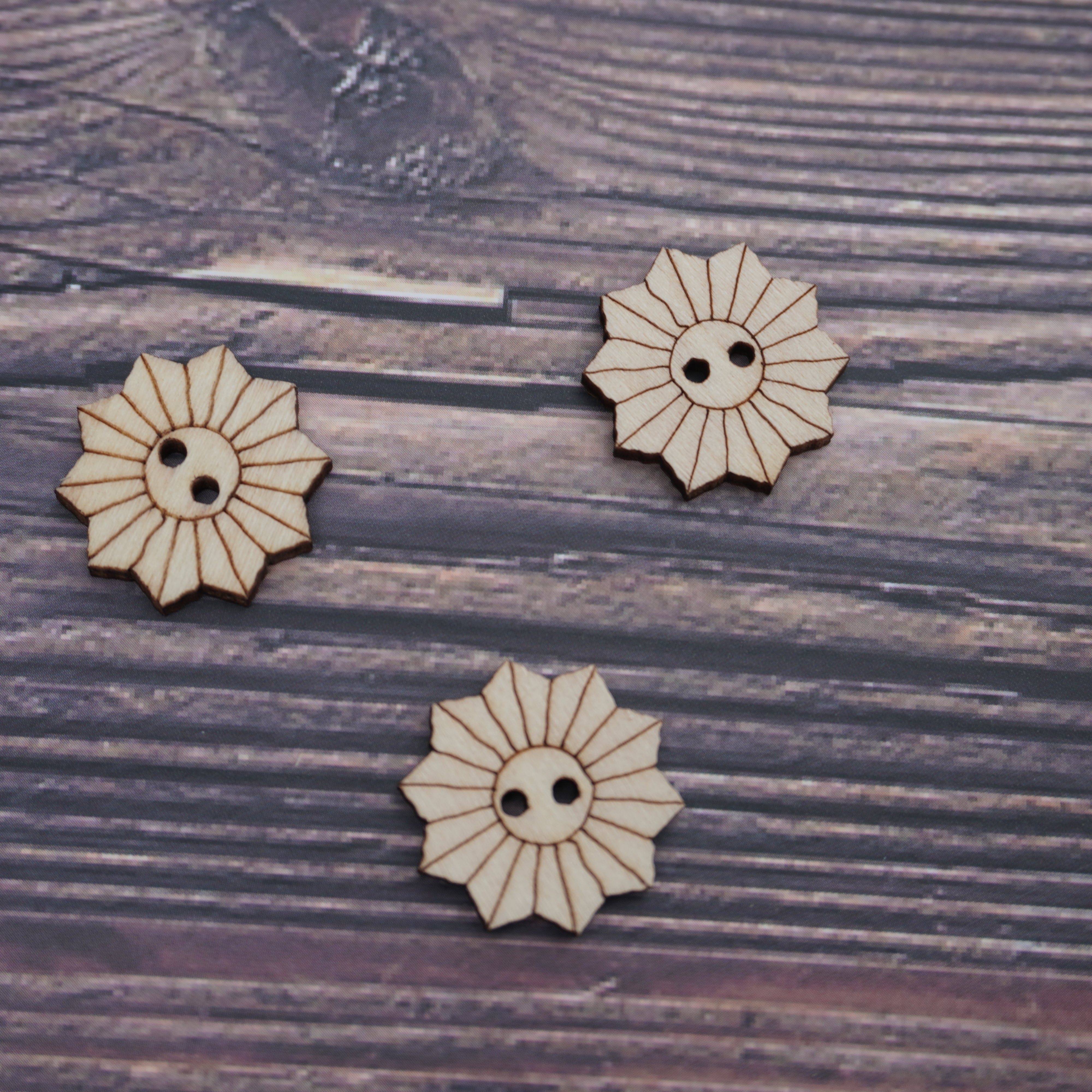 Sunflower Wooden Button Trio