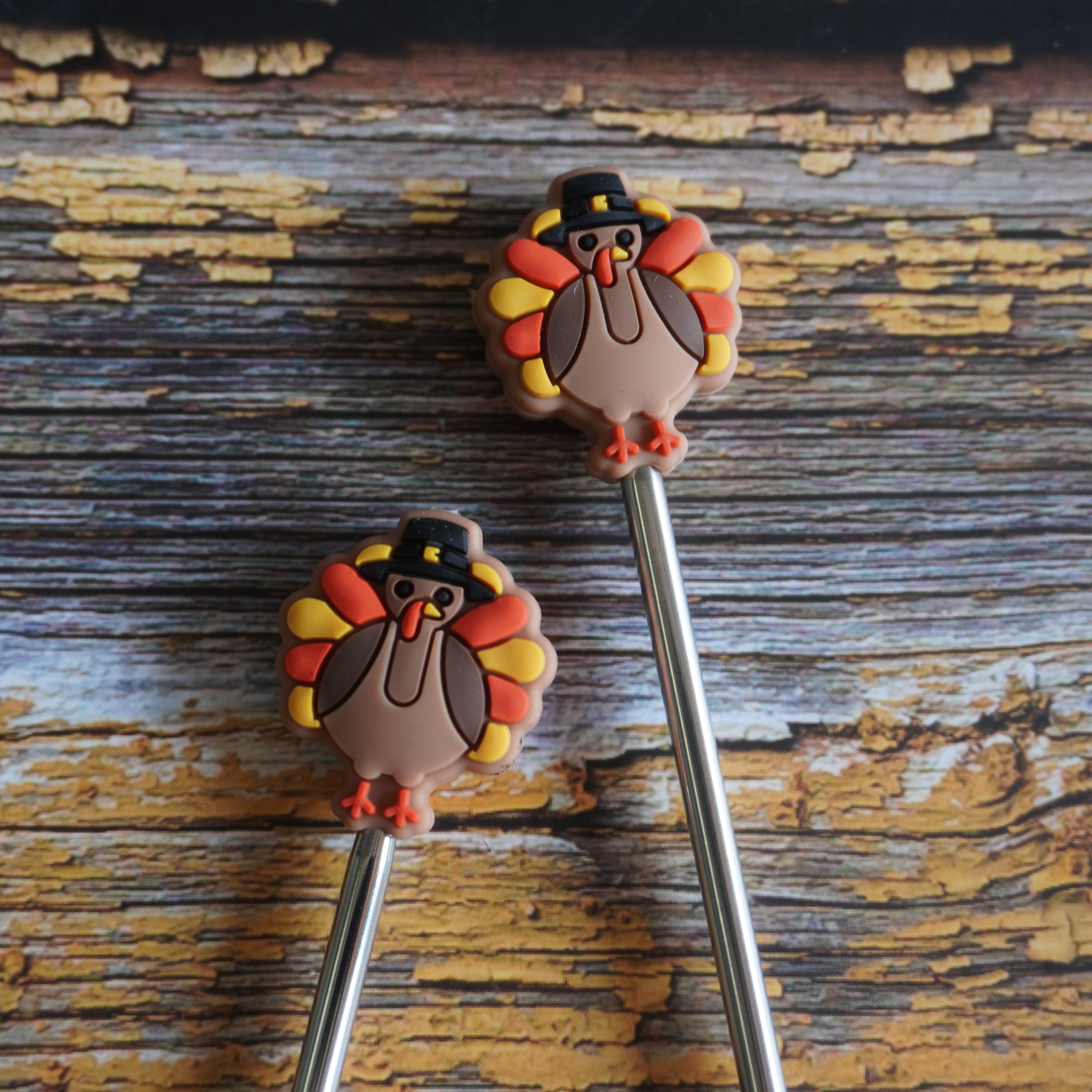 Thanksgiving Turkey Tip Topper Set for Knitting Needles