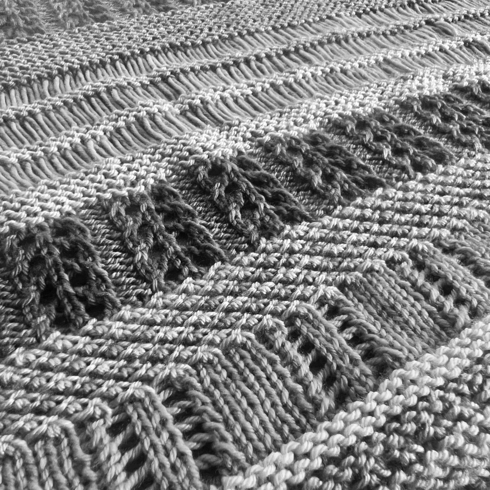 Close-up of a textured knitted fabric