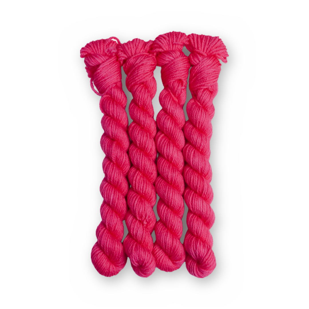 All Too Well Color Bar Plush DK weight yarn, 20g mini skein shown for color