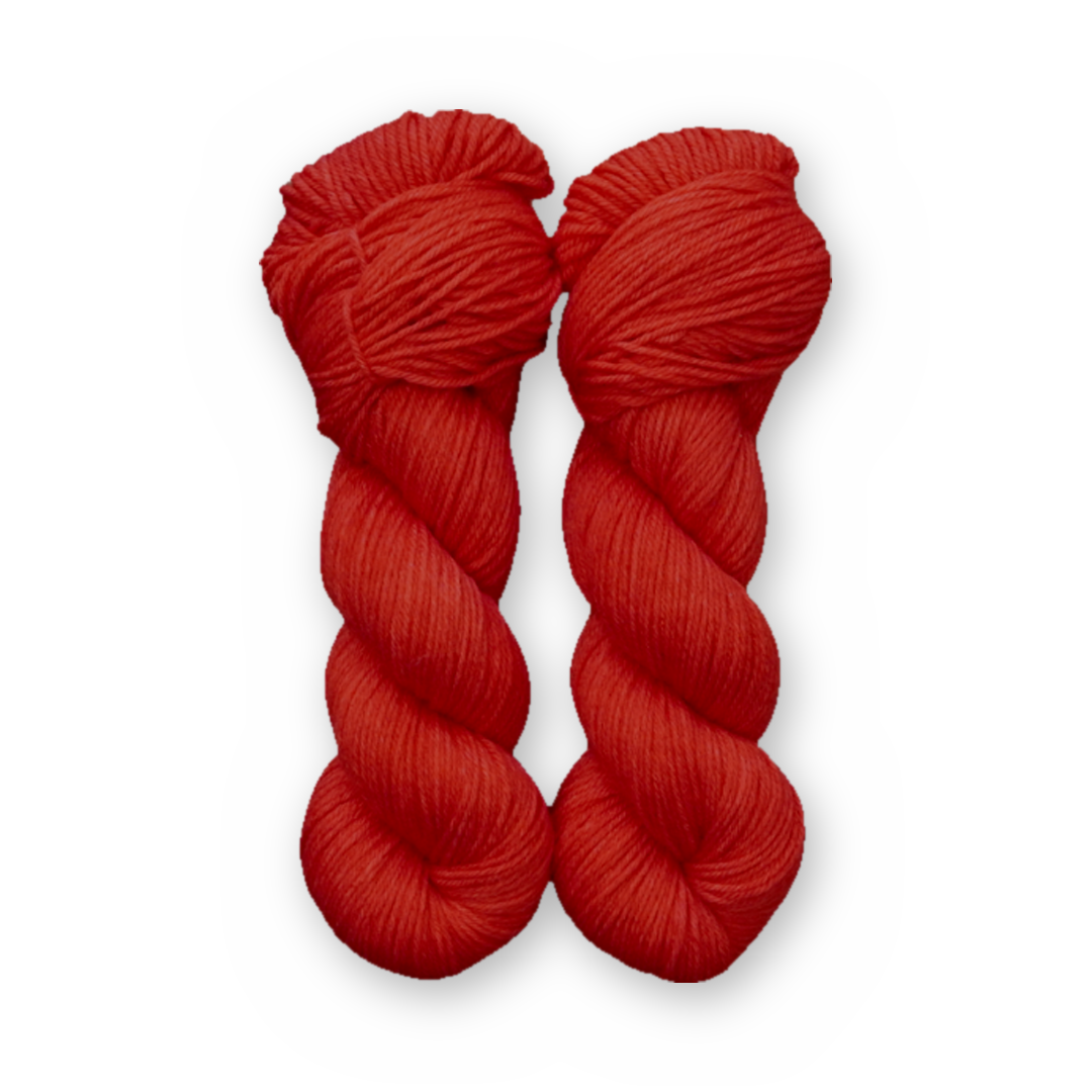 Cherry DK Sock Set main color: Cherry Color Bar Plush DK weight yarn, 100g skein