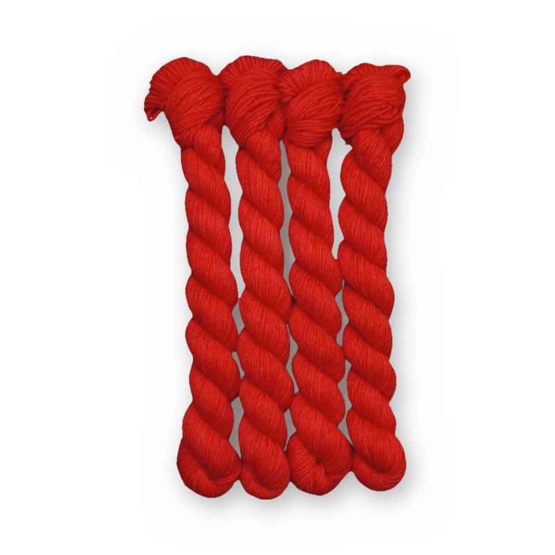 Cherry Color Bar Plush Sock fingering weight yarn, 20g mini skein