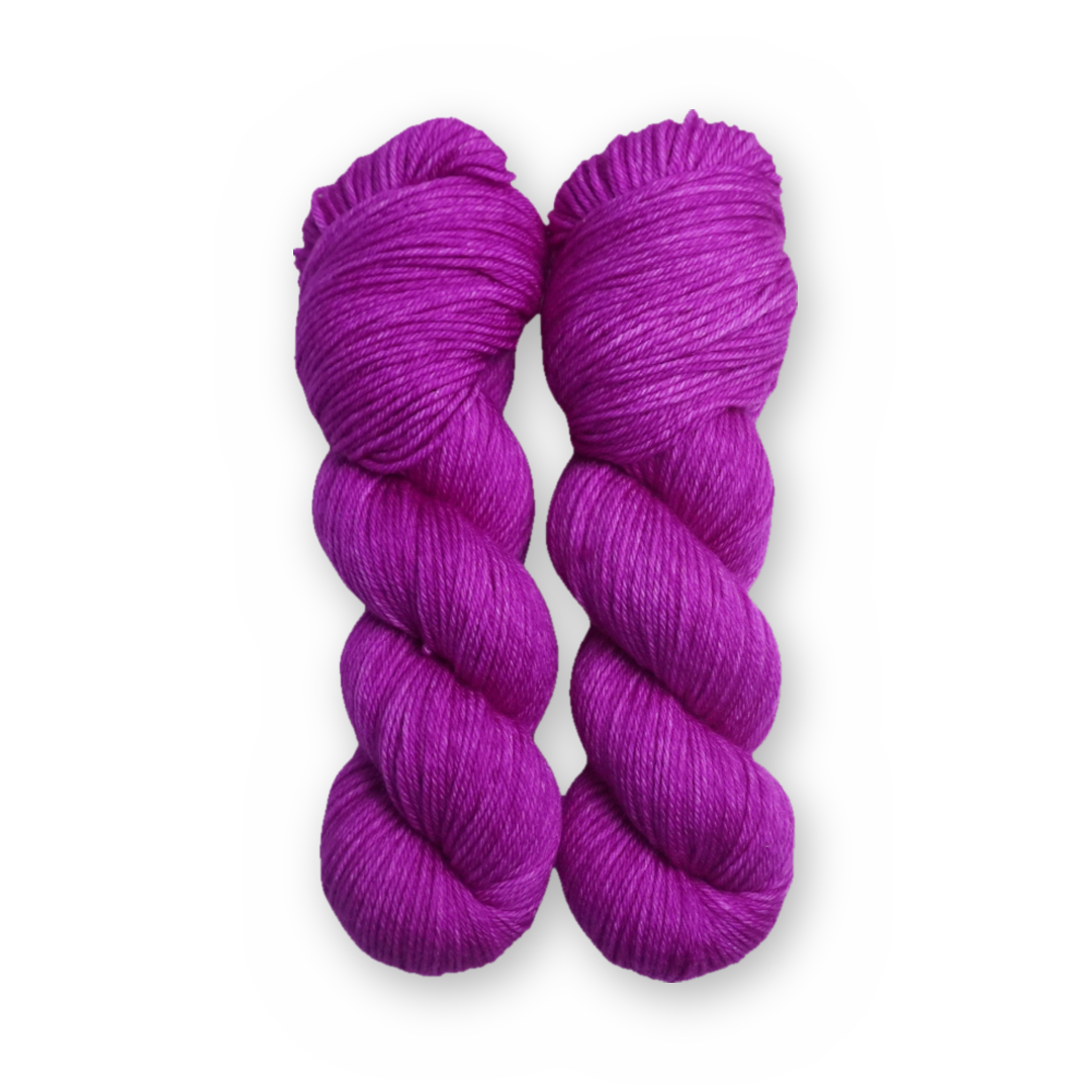 Dragon Fruit DK Sock Set main color: Dragon Fruit Color Bar Plush DK weight yarn, 100g skein