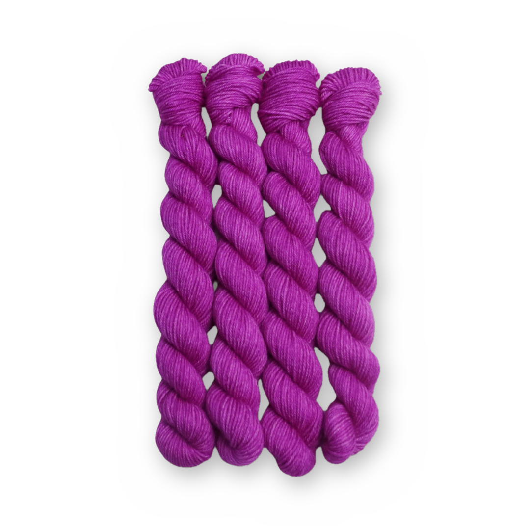 Dragon Fruit Color Bar Plush Sock fingering weight yarn, 20g mini skein