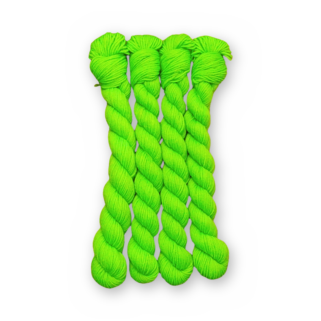 Ghoul's Night Out Color Bar Plush Sock fingering weight yarn, 20g mini skein shown for color