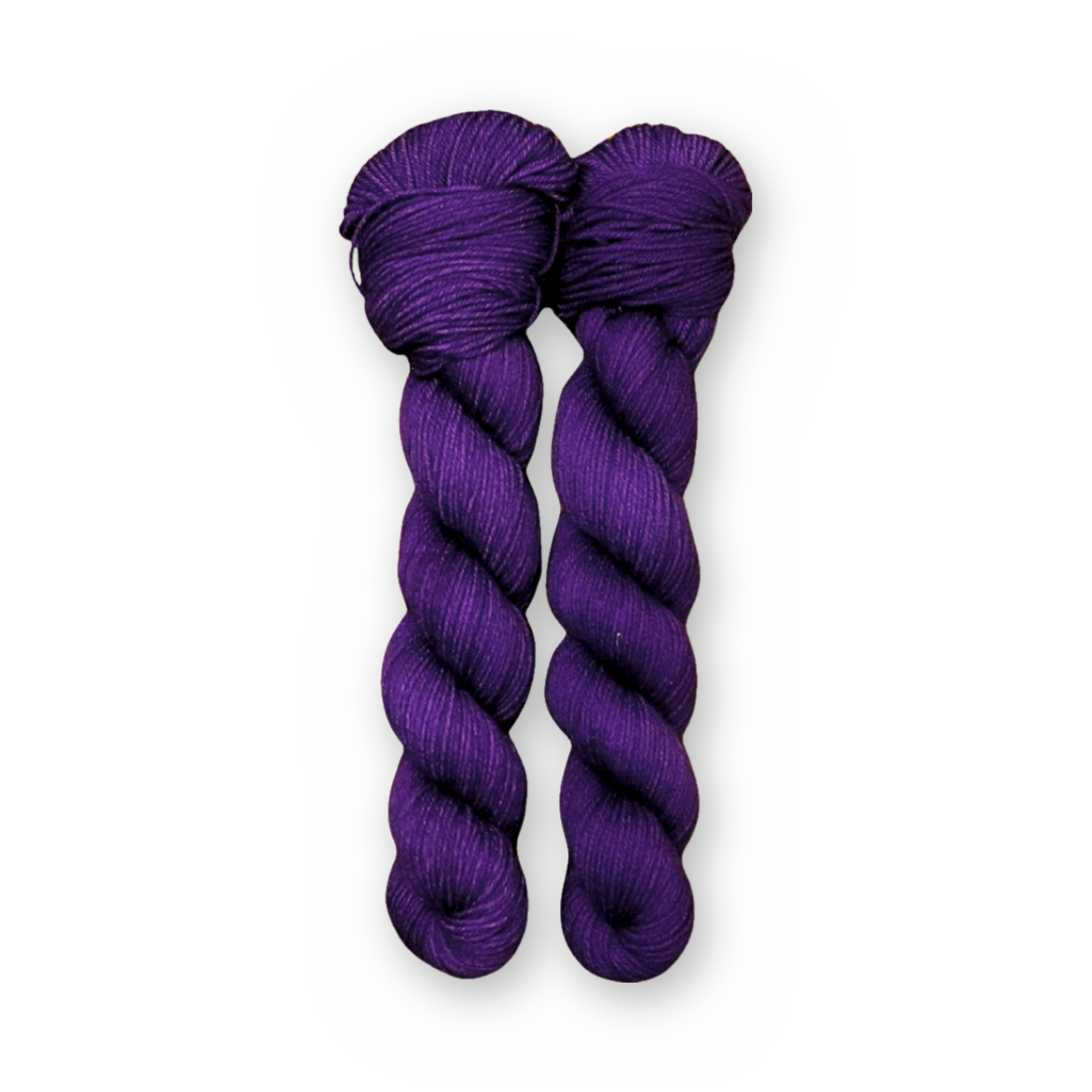 Grape Color Quartet main color: Grape Color Bar Plush Sock fingering weight yarn, 50g skein