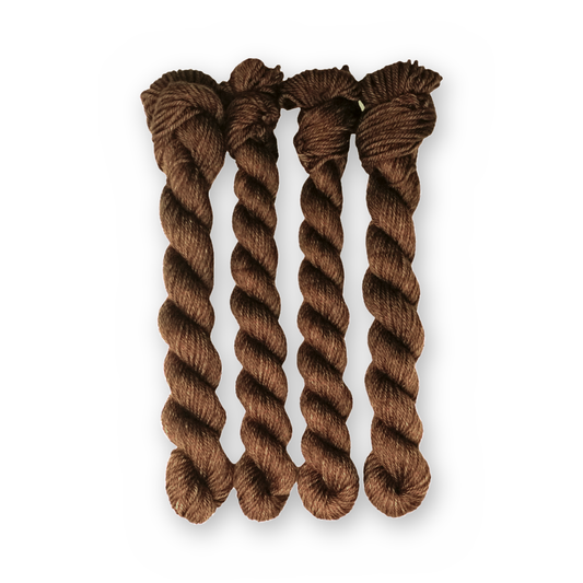 Hot Cocoa Color Bar Plush DK weight yarn, 20g mini skein shown for color