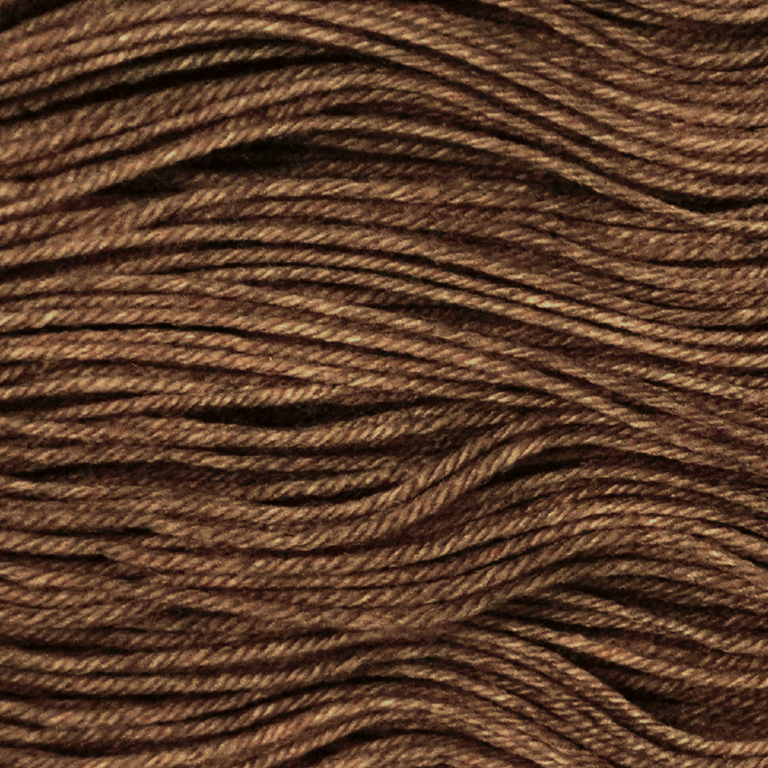 Hot Cocoa Color Bar Plush Sock fingering weight yarn, close-up of the color