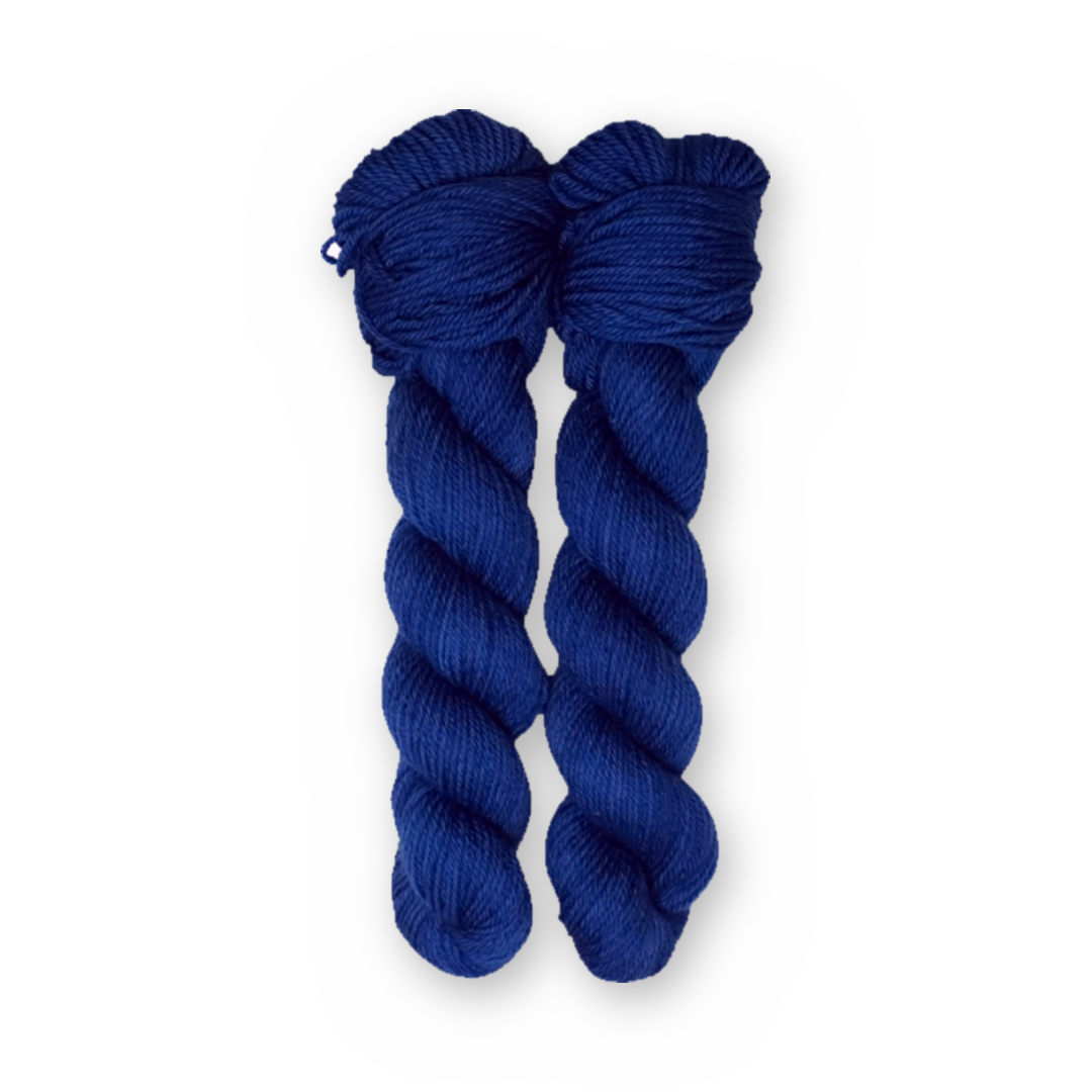 Huckleberry Color Bar Plush DK weight yarn, 50g skein shown for color