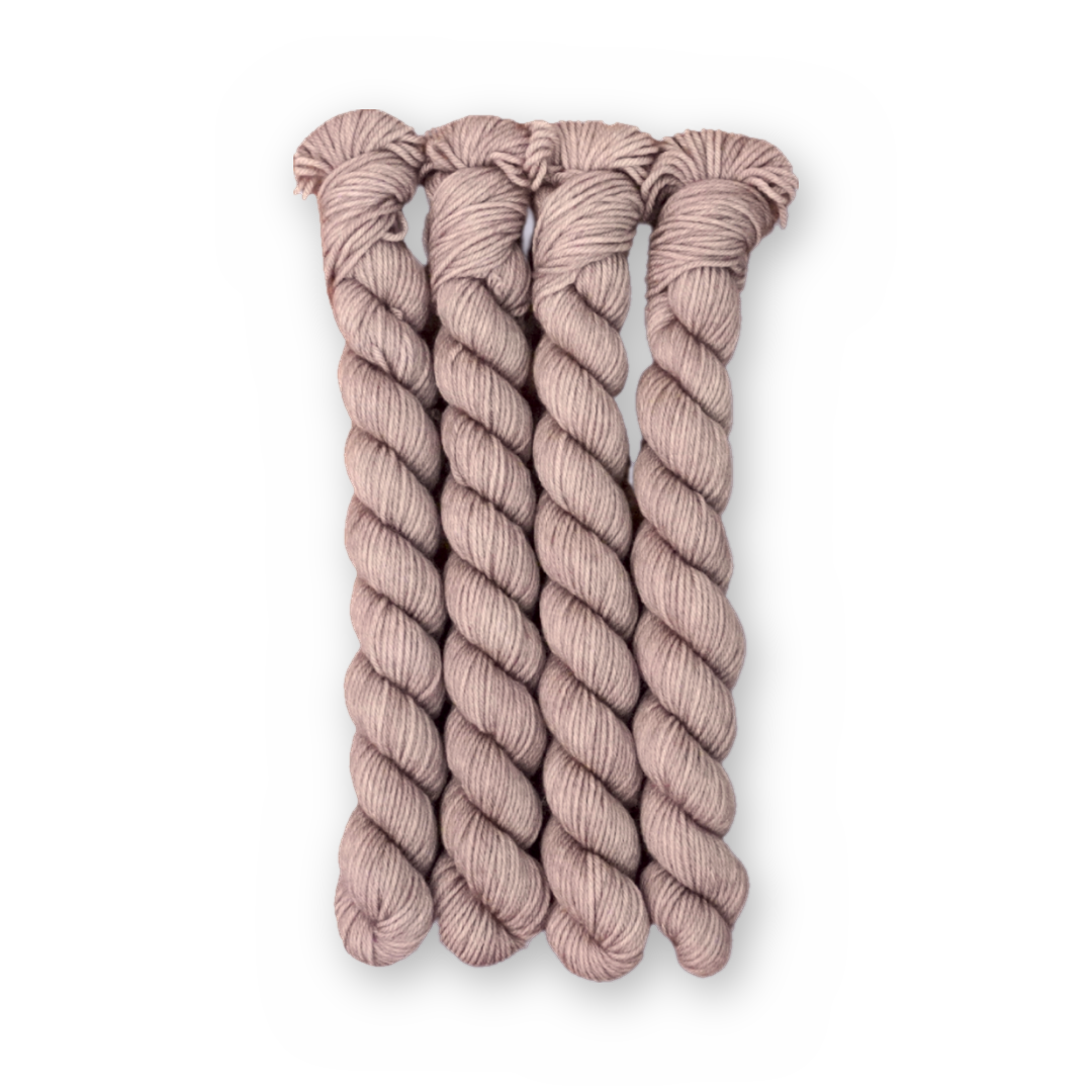 Iced Latte Color Bar Plush Sock fingering weight yarn, 20g mini skein shown for color