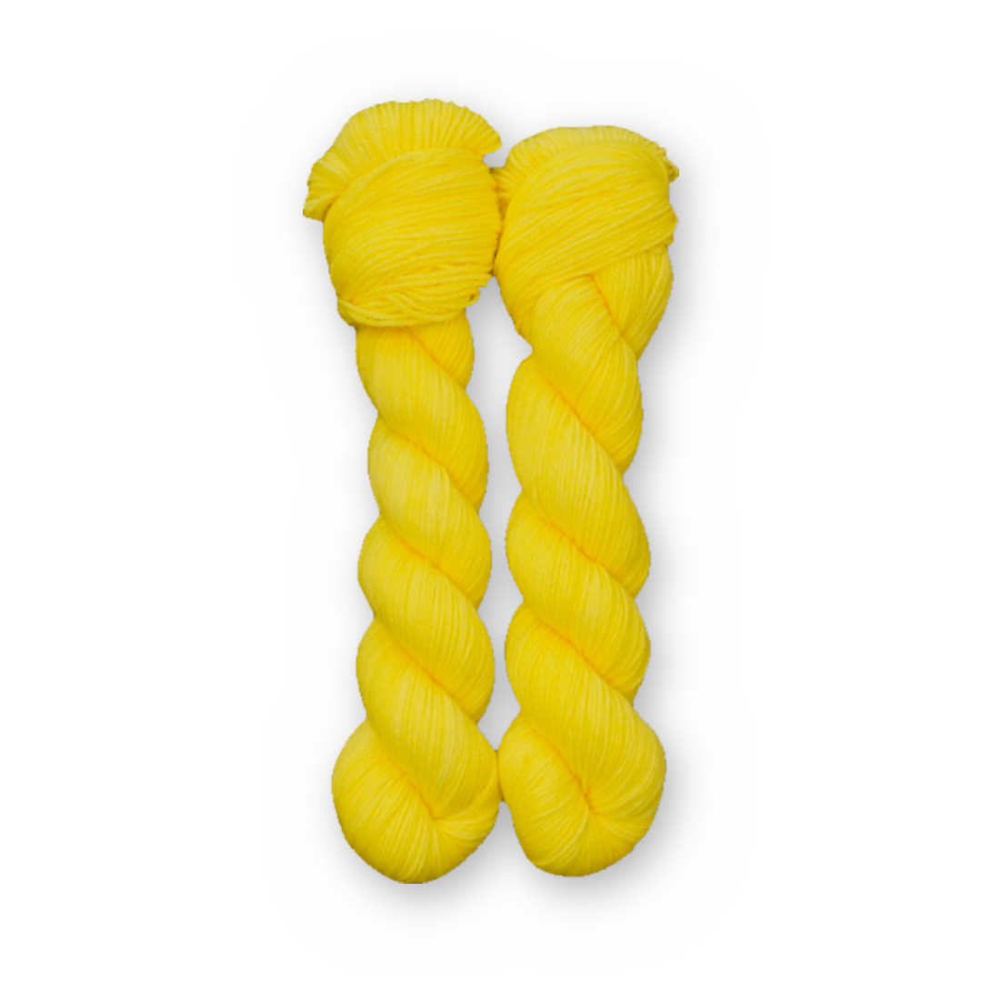 Lemon Color Bar Plush Sock fingering weight yarn, 50g skein shown for color
