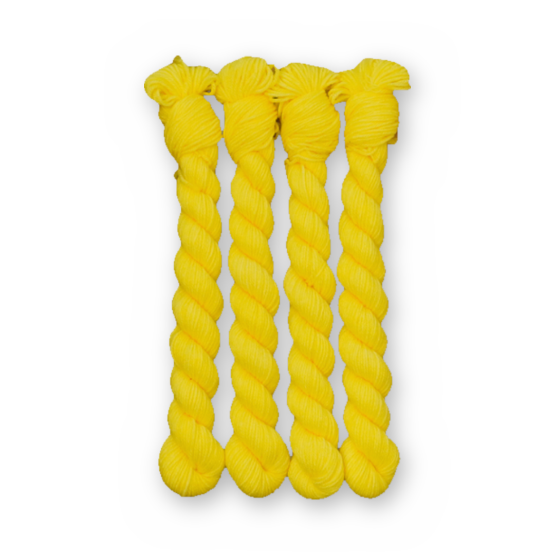 Lemon Color Bar Plush Sock fingering weight yarn, 20g mini skein shown for color