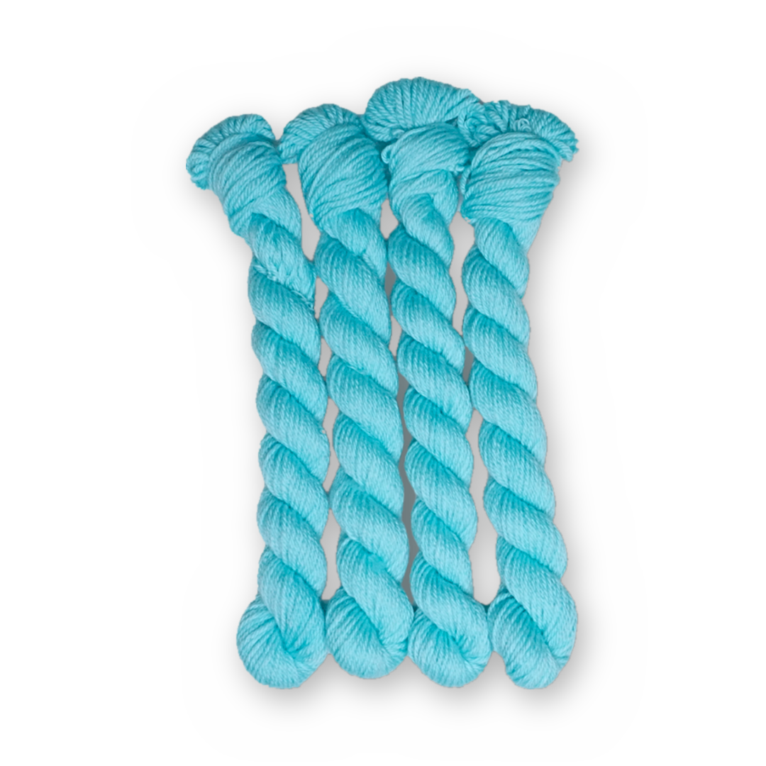 Mummy Dearest Color Bar Plush DK weight yarn, 20g mini skein shown for color