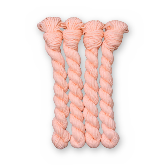Peaches Color Bar Plush DK weight yarn, 20g mini skein shown for color