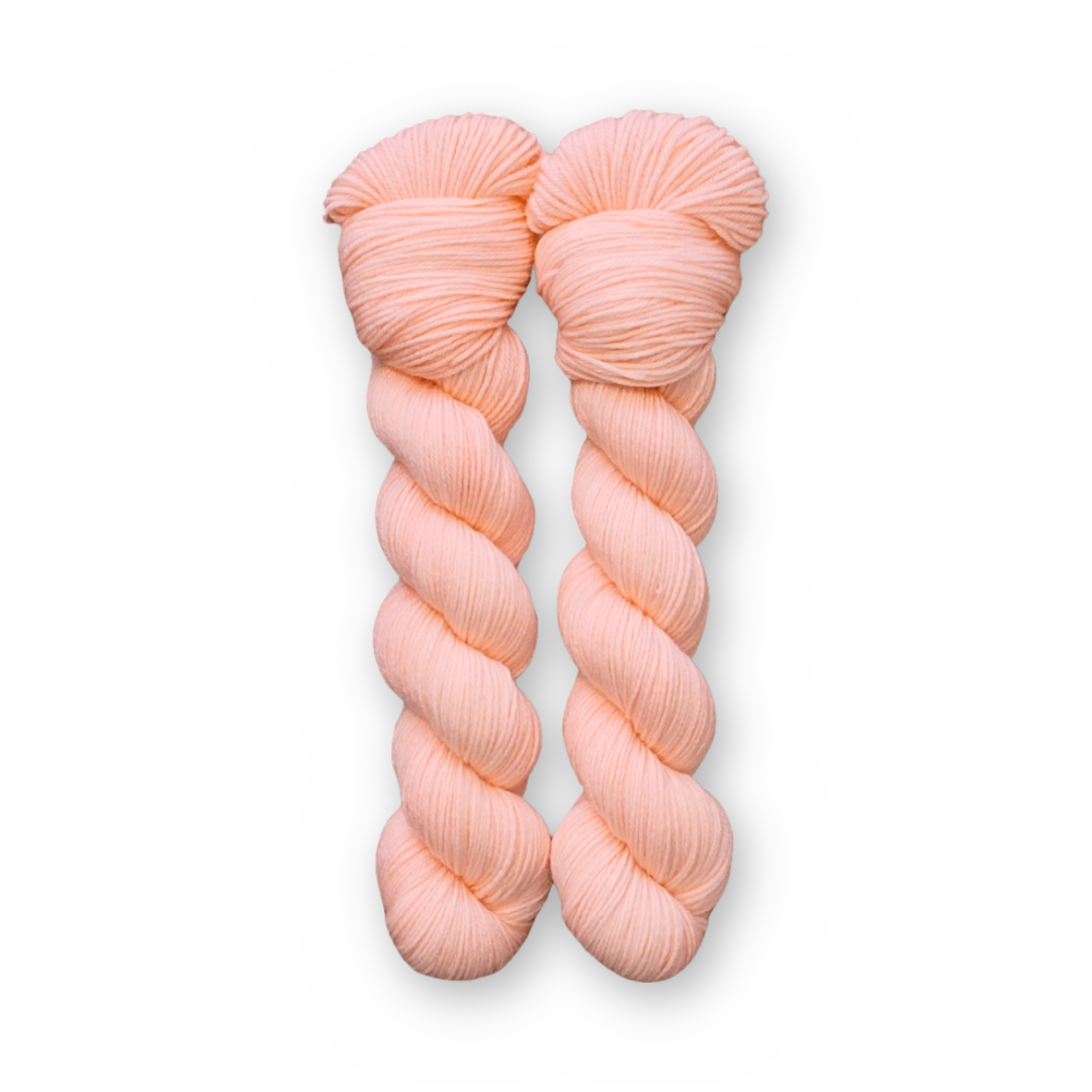 Peaches Color Bar Plush Sock fingering weight yarn, 50g skein shown for color