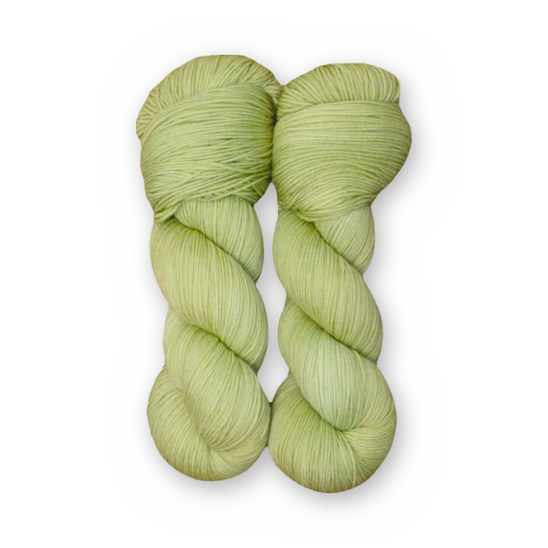 Pistachio Sock Set main color: Pistachio Color Bar Plush Sock fingering weight yarn, 100g skein