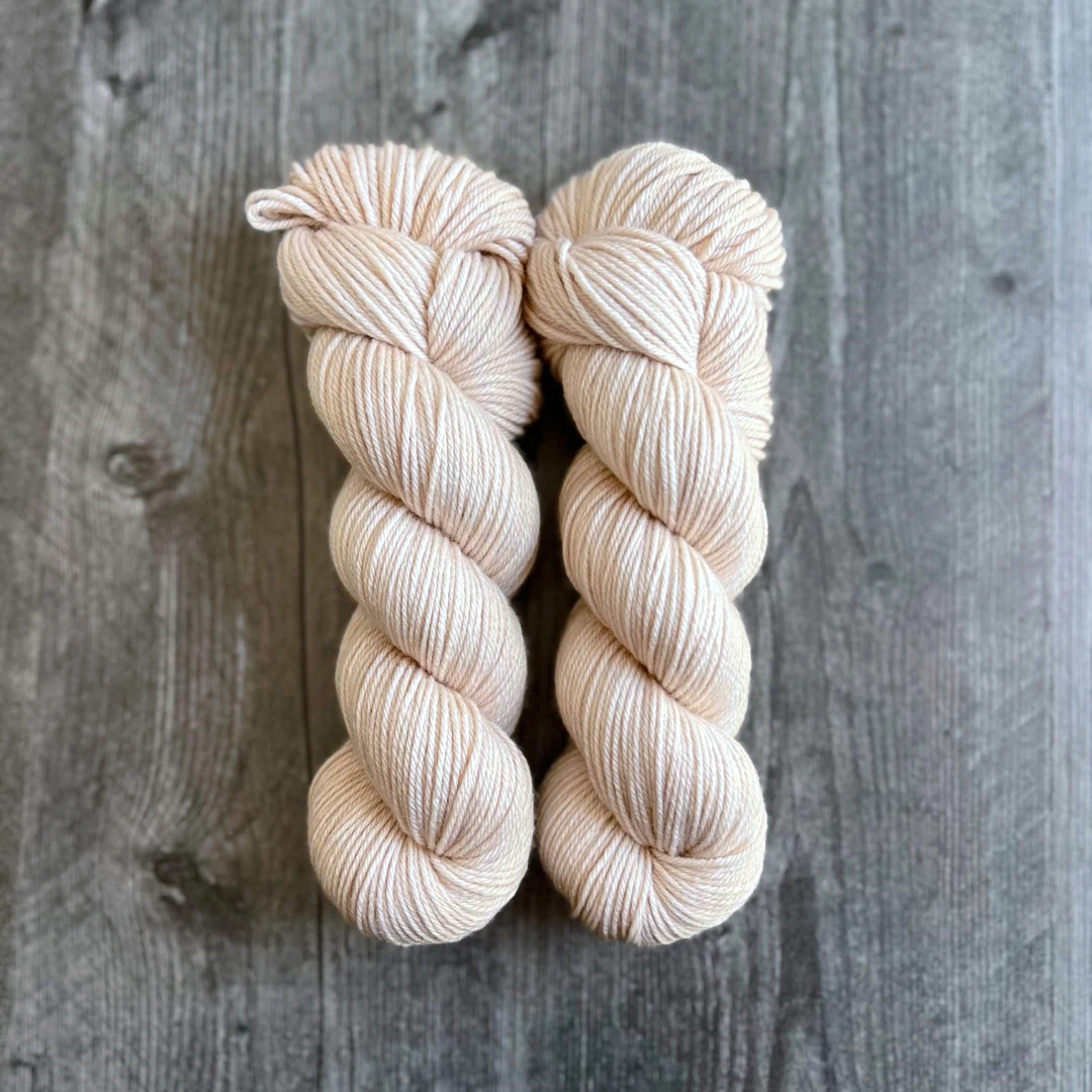 Porcelain DK Sock Set main color: Porcelain Color Bar Plush DK weight yarn, 100g skein