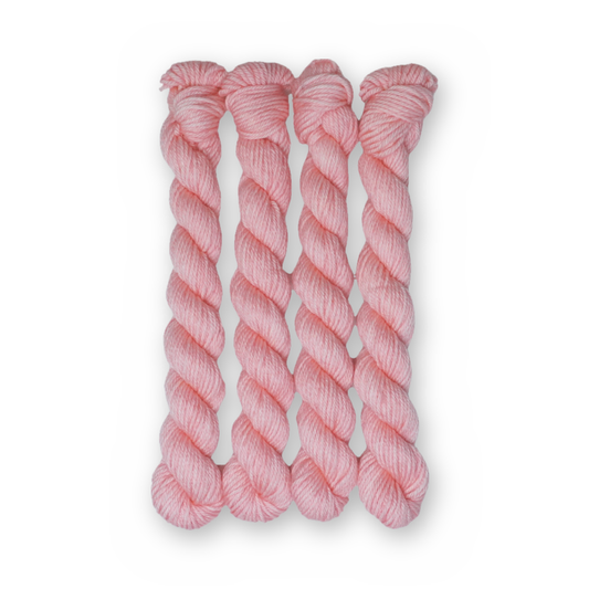 Pressed Petal Color Bar Plush DK weight yarn, 20g mini skein shown for color