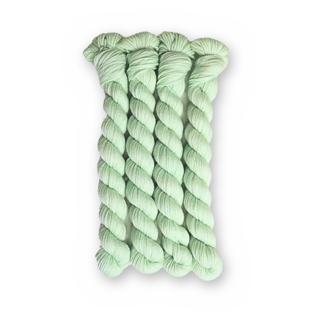 Private Label Color Bar Plush Sock fingering weight yarn, 20g mini skein shown for color