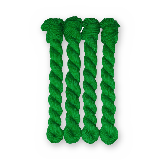 Sour Apple Color Bar Plush DK weight yarn, 20g mini skein shown for color