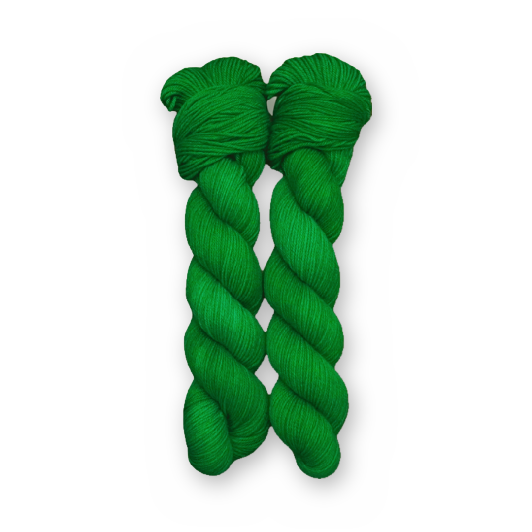 Sour Apple Color Bar Plush Sock fingering weight yarn, 50g skein shown for color