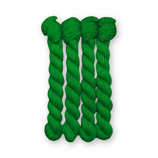 Sour Apple Color Bar Plush Sock fingering weight yarn, 20g mini skein shown for color