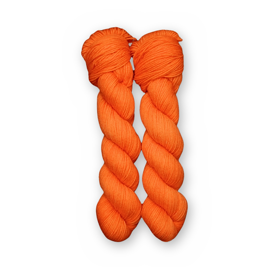 Tangerine Color Bar Plush Sock fingering weight yarn, 50g skein shown for color