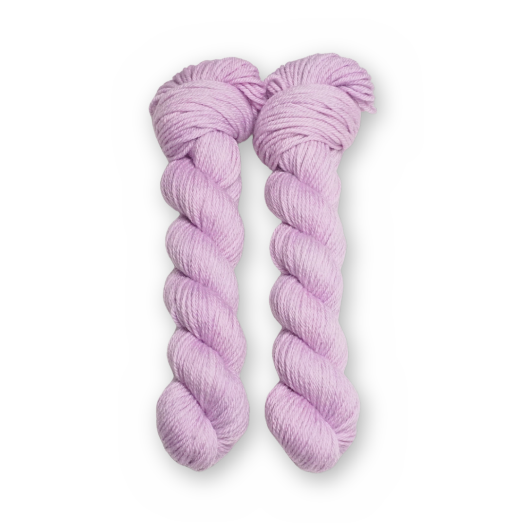 Thistledown Color Bar Plush DK weight yarn, 50g skein shown for color