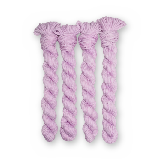 Thistledown Color Bar Plush DK weight yarn, 20g mini skein shown for color