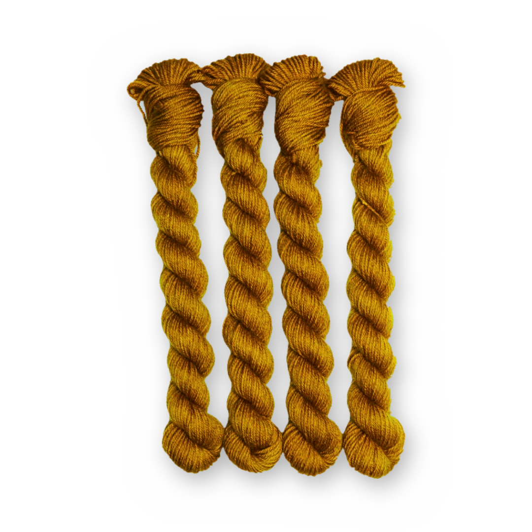 Toffee Color Bar Plush Sock fingering weight yarn, 20g mini skein shown for color
