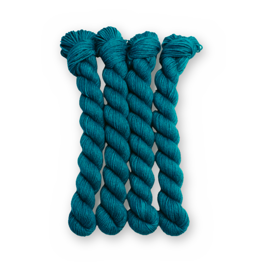 Twilight Pines Color Bar Plush Sock fingering weight yarn, 20g mini skein shown for color