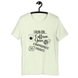 "I Run On Caffeine, Yarn, & Inappropriate Thoughts" Unisex Scoop Neck Tee