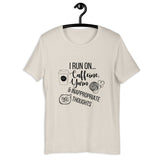 "I Run On Caffeine, Yarn, & Inappropriate Thoughts" Unisex Scoop Neck Tee