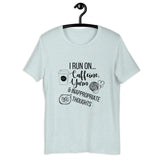 "I Run On Caffeine, Yarn, & Inappropriate Thoughts" Unisex Scoop Neck Tee
