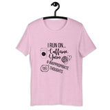 "I Run On Caffeine, Yarn, & Inappropriate Thoughts" Unisex Scoop Neck Tee