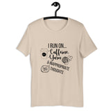 "I Run On Caffeine, Yarn, & Inappropriate Thoughts" Unisex Scoop Neck Tee