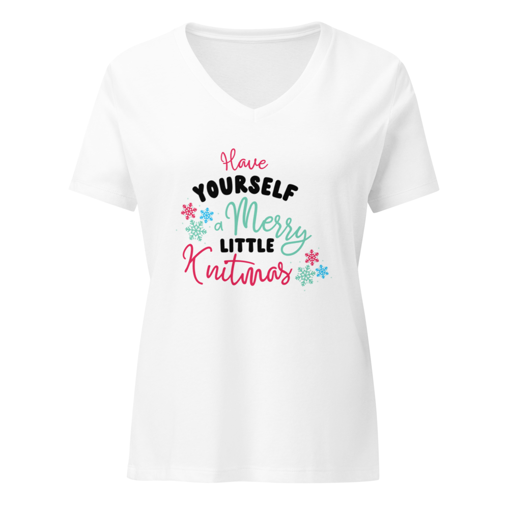 Merry Little Knitmas V-Neck T-Shirt | White