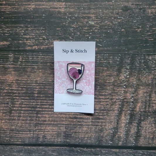 Sip & Stitch Enamel Pin